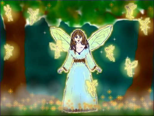 Faes drawn by me.. 'The Lady and her fairies'